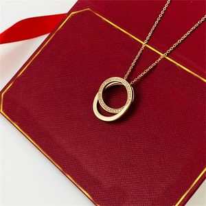 colliers de créateurs pour femmes collier coeur double anneau pendentif cercle de luxe or argent rose chaîne mince en acier inoxydable colliers de mode pour femmes bijoux de créateurs