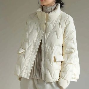 Femmes vers le bas Parkas veste moderne femmes hiver col montant plume manteau 90% blanc canard couleur unie vêtements d'extérieur 230927