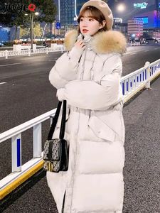 Femmes vers le bas Parkas hiver fausse fourrure col longue à capuche Parka femmes 95 kg lâche chaud coton vestes mode coréenne vêtements de neige rembourré matelassé pardessus 231019