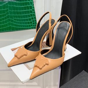 Zapatos de tacón alto con talón descubierto para mujer, calzado de diseñador de lujo, elegante, con punta estrecha, sin cordones, a la moda, para primavera y verano