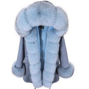 Womens Fur Faux MAOMAOKONG Winter Women Coat Natural Collar Cuff Black Jackets Outwear Thick Luxury Real Parka 231017