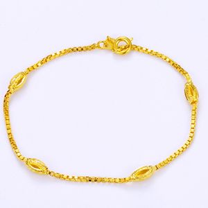 Bracelet de poignet pour femmes/filles chaîne de boîte Bracelet solide rempli d'or jaune 24K accessoires classiques pour petit poignet 18cm de Long