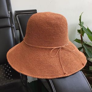Femmes chapeau os chapeau de paille chapeau de seau patchwork pare-soleil crochet chapeau dames luffy chapeau de paille casquette pour les femmes en gros 240314