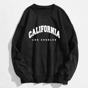 Sweats à capuche pour femmes à manches longues graphique California Letters Print Crew Neck Sweatshirts Pull Hip Hop Streetwear Crewneck Femme 240307