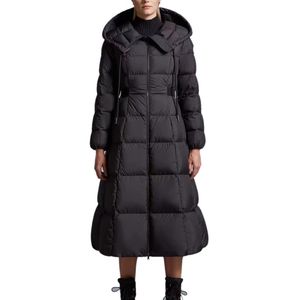 Veste femme hiver longues vestes vers le bas manteaux bouffants taille façonnant ourlet ample col de cheveux de renard chaud mode Parkas avec ceinture dame manteau vêtements d'extérieur poche