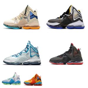 Femmes James Lebron 19 Chaussures de basket-ball Enfants Space Jam Beige Tan Cool Gris Noir Rouge Orange Baskets de Noël Tennis avec taille de boîte 5 12