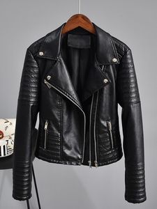 Womens Leather Faux FTLZZ Autumn Jacket Women Turndown Collar Pu Motorcycle Black Punk Coat Female Rivet Zipper Outerwear 230822