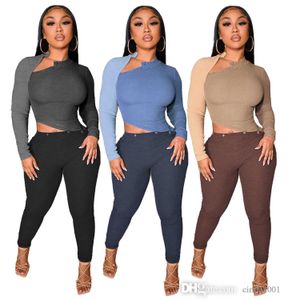 Combinaisons à manches longues pour femmes Fashion Contrast Color Splicing Design Sexy Hollow Hole Strip Jumpsuit