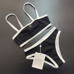 Bikinis de lujo para mujer, traje de baño de diseñador, traje de baño de playa, moda sexy para chicas, traje de baño de punto de verano, ropa de baño, conjunto de trajes de baño con patrón de letras