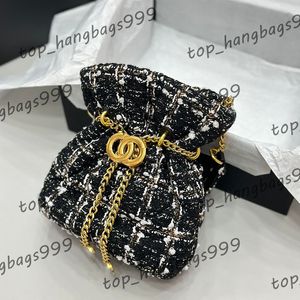 Femme Mini New Email Backle Back Sac avec élasticité réglable Felt Woolen Tissu Black Gold Sac à main Sac à main