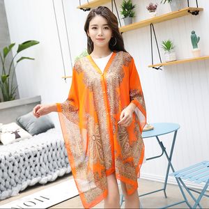 Femmes Paisley Imprimer Mousseline de Soie Châles Wraps Beachwear Poncho Bikini Cover Up Top poncho sarong écharpes sarongs de plage Unique Scarves