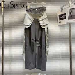 Pantalones para mujer Capris 2024 Color de primavera a juego vendaje cruzado señoras moda suelta Casual pantalones largos