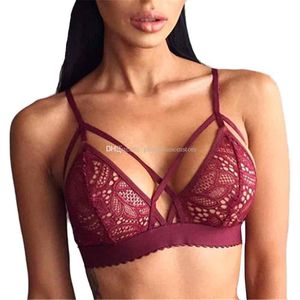 Femmes Sexy Crop hauts soutiens-gorge à bretelles Lingerie florale pure dentelle soutien-gorge haut sans couture Bralette recadrée Feminino sous-vêtements en gros