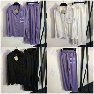 Vêtements de nuit pour femmes chemises de créateurs pantalons amples logo brodé chemise hauts pantalon de maison ensemble de pyjama pour dames