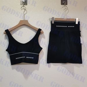 Débardeurs de sport pour femmes haut taille haute demi-jupe marque Logo débardeur robe dames Yoga porter deux couleurs