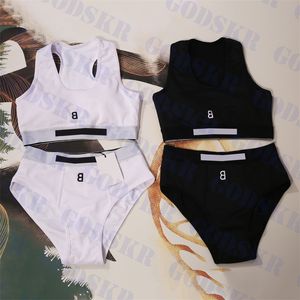 Conjunto de calzoncillos deportivos para mujer, traje de baño bordado con letras, sujetador de diseñador, ropa interior para mujer, dos colores