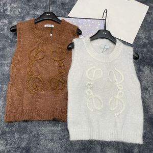 Prilleurs pour femmes créateurs de tricot pull en relief lettres sans manche en tricot pull de printemps d'hiver