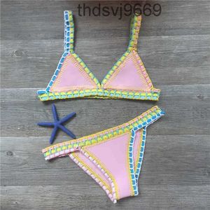 Maillots de bain pour femmes Crochet Bikini Femmes Sexy Tricot Patchwork Fait à la main Néoprène Boho Beachwear Maillot de bain Maillot de bain Brésilien Biquini 230417 MP0A