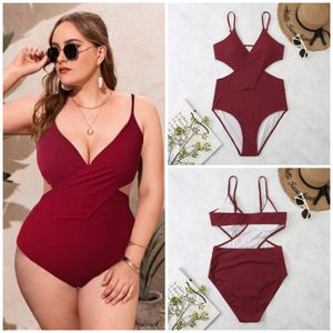 Traje de baño para mujer Traje de baño de talla grande Traje de baño de una pieza Trikinis Sexy para mujer Diseñador Bikini rojo Competencia Cover Upwomens Womenswo