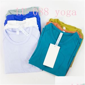 Camiseta para mujer Lu-088 Deportes de manga larga Yoga Interruptor completo Entrenamiento Gimnasio Ropa Color Sólido Entrega de caída Ropa Ropa Tops DHC6X