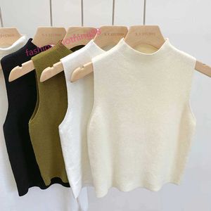 Réservoirs pour femmes Camis Pendant Femmes Inner Inner Couleur continue Couleur à moitié couchage Top sexy T-shirt Tabreau d'été Pinket Sweater sans manche 24326