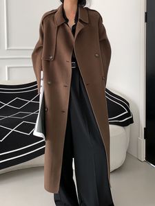 Womens Wool Blends Limited edition 499 trench coat style britannique veste double face laine femmes automne hiver mi longueur 230818