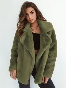 Mélanges de laine pour femmes manteau en peluche surdimensionné femmes hiver chaud épais veste moelleuse Vintage lâche Teddy pardessus dames Sexy fête manteaux de fourrure Streetwear 231020