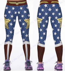 Pantalones de compresión de Yoga Wonder Woman, mallas deportivas rojas, mallas deportivas con cintura elástica, pantalones de poliéster con elevación de mantequilla azul para mujer