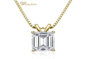 Wong Rain 100 925 COUPE EMÉMERDE SIRGLE STERLING CRÉATINE MISSANITE DIAMANDS Collier de pendentif en pierre de pierre Gemlier Fine bijoux Y01268999565