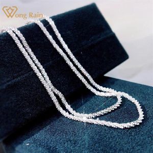Wong Rain-collar de cadena para parejas Unisex, de Plata de Ley 925, moissanita, moda de lujo, oro blanco, joyería fina entera Cha217r