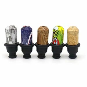 Dibujos animados de grano de madera Nipple Snuff Pipe Sniff Dispenser Aleación de aluminio Sneak Toke 54 mm Longitud Durable Boca Múltiples colores para tabaco Pipa para fumar cigarrillos