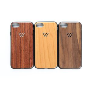Estuches híbridos de TPU de madera hechos de silicona suave dura de impacto para Apple iPhone 8 Estuche de teléfono de bambú en blanco, accesorios móviles