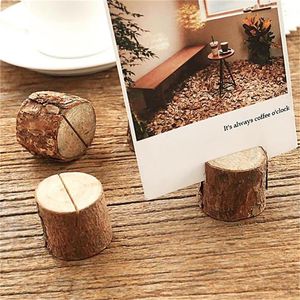 Pila de madera nombre lugar tarjeta foto menú soporte mesa árbol Natural forma de tocón número Clip soporte fiesta boda decoración