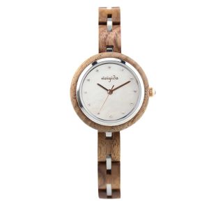 Reloj de madera para mujer, marca de lujo, reloj CZ, reloj de pulsera de cuarzo, pulsera de moda para mujer, relojes de madera, reloj femenino