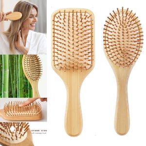 Peigne à cheveux en bambou en bois brosse à palette saine brosse de Massage des cheveux brosse à cheveux peigne soins des cheveux du cuir chevelu peignes sains Styler outil de coiffure