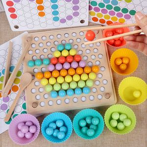 Perles en bois Jeu Montessori Éducatif Apprentissage Précoce Enfants Clip Balle Puzzle Préscolaire Toddler Jouets Enfants Pour Enfants Cadeaux Q0723