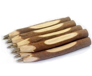 Stylo à bille Branche en bois | Instrument d'écriture écologique fait à la main avec logo personnalisé - Cadeau de fournitures de bureau scolaire LL