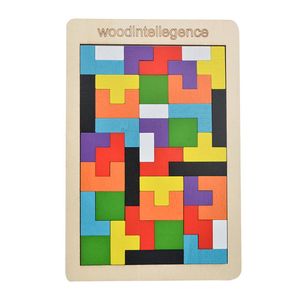 Briques en Bois Puzzle Casse-tête Jouet Tangram Jigsaw Intelligence Coloré 3D Russe Blocs Jeu STEM Montessori Cadeau Éducatif pour Enfants 40 Pcs