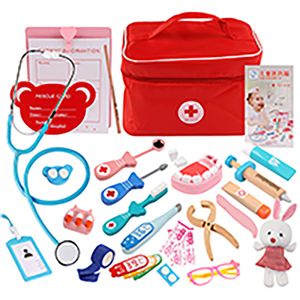 Enfant en bois kit de docteur en bois semblable à un médecin infirmière infirmière kit médical kit de rôle jeu jouet classic toys vraie vie docteur toys for enfants