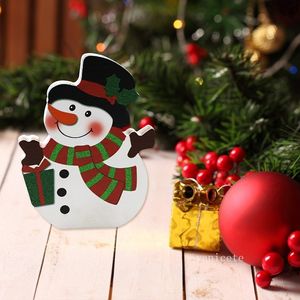 Adornos navideños de madera Navidad Carta de nieve Adornos de mesa Feliz fiesta Decoración Regalos para el hogar Escritorio Viejo Hombre Muñeco de nieve Imprimir T2I53124