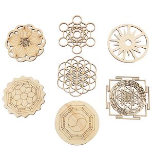 Sous-verres en bois tapis symbole naturel bois Chakra fleur bord rond cercles sculpté caboteur maison Table basse décoration