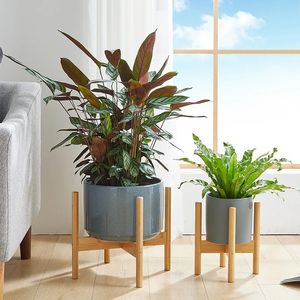 Houten Kruis Vierpotige Bloemenstandaard Sterk Duurzaam Gratis Bonsai Thuis Lade Pot Bamboe Display Plankhouder Plant Decor 240109
