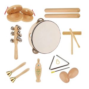 Instruments de musique en bois Toys for Kids Eco Friendly Drum Castanets maracas percussion music toys enfants