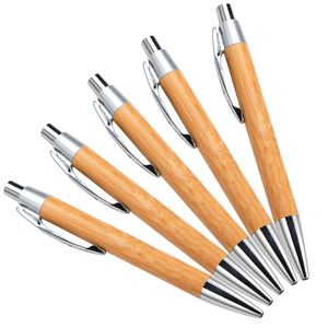 Entreprise de produits en bois éco promo marketing graver logo cliquer stylo à bille en bambou naturel stylo à bille
