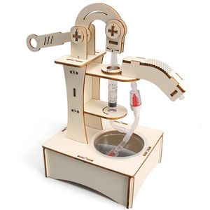 Machine de pompage en bois modèle Puzzles enfants jouet scientifique technologie drôle Kit de physique jouets éducatifs pour les enfants apprenant 240112