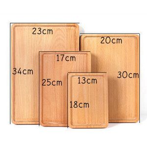 Plato de madera para servir Platos de madera de haya Platos Pastel rectangular Plato de postre Plato de sushi de frutas Bandeja de servidor de té Vajilla de cocina BC BH4270