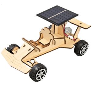 Modèle de voiture de course à énergie solaire en bois enfants Science jouet technologie physique briques Kit apprentissage jouets éducatifs pour enfants 240307