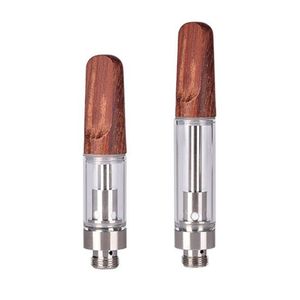 Cartouches de vape en bois 0,5 ml 0,8 ml 1,0 ml Atomiseurs de réservoir en verre vides 510 Vaporisateur d'huile épais TH205 Conseils en bois Chariots de vapeur à bobine en céramique