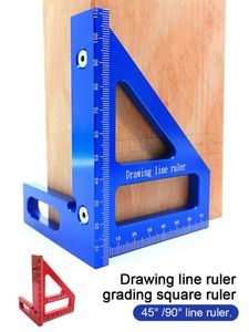 Règle de Triangle d'onglet d'alliage d'aluminium de rapporteur carré de travail du bois règle de ligne de 45 °/90 ° outil de mesure de disposition de haute précision