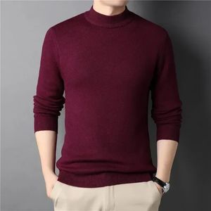 Laine marque hommes cachemire pull demi col roulé hommes pulls tricot pulls pour hommes jeunesse vêtement tricoté fin homme 240113